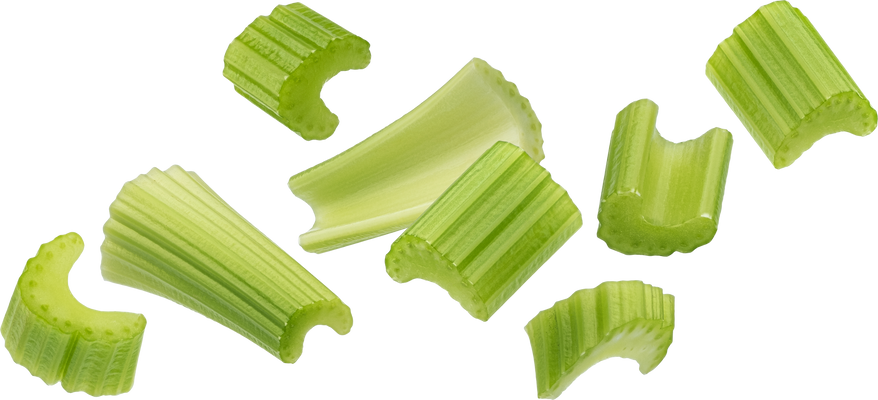 Chopped celery isolated on white background with clipping path