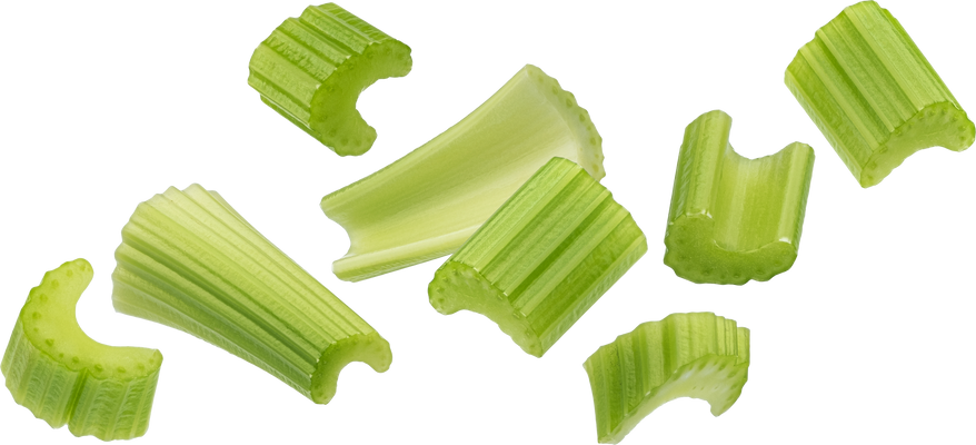 Chopped celery isolated on white background with clipping path