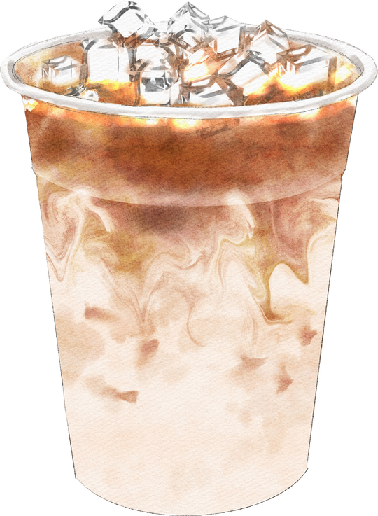 watercolor illustration iced-latte