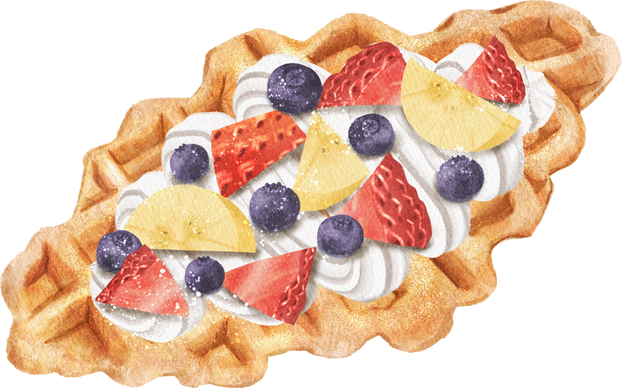 Croffle Mixed Fruit Whipped Cream