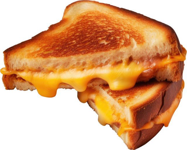 Grilled cheese sandwich isolated.