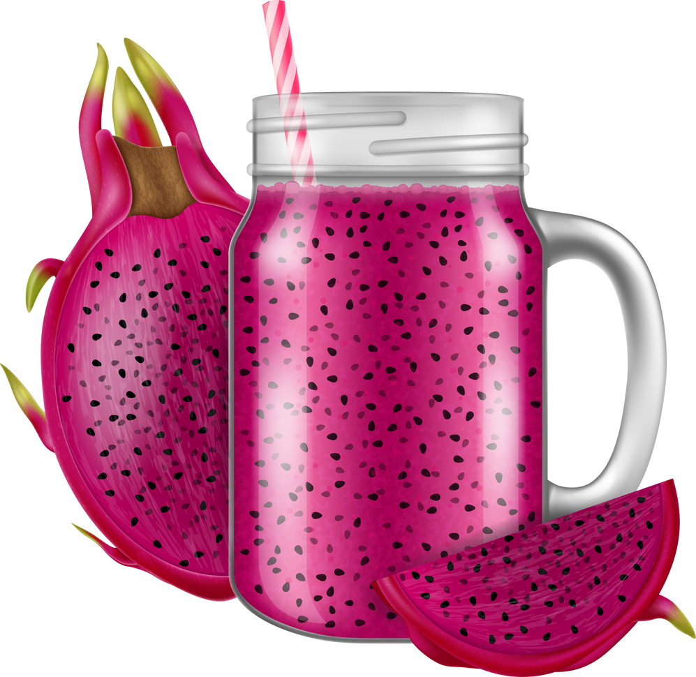 Red dragon fruit juice / smoothie in a mason jar mug
